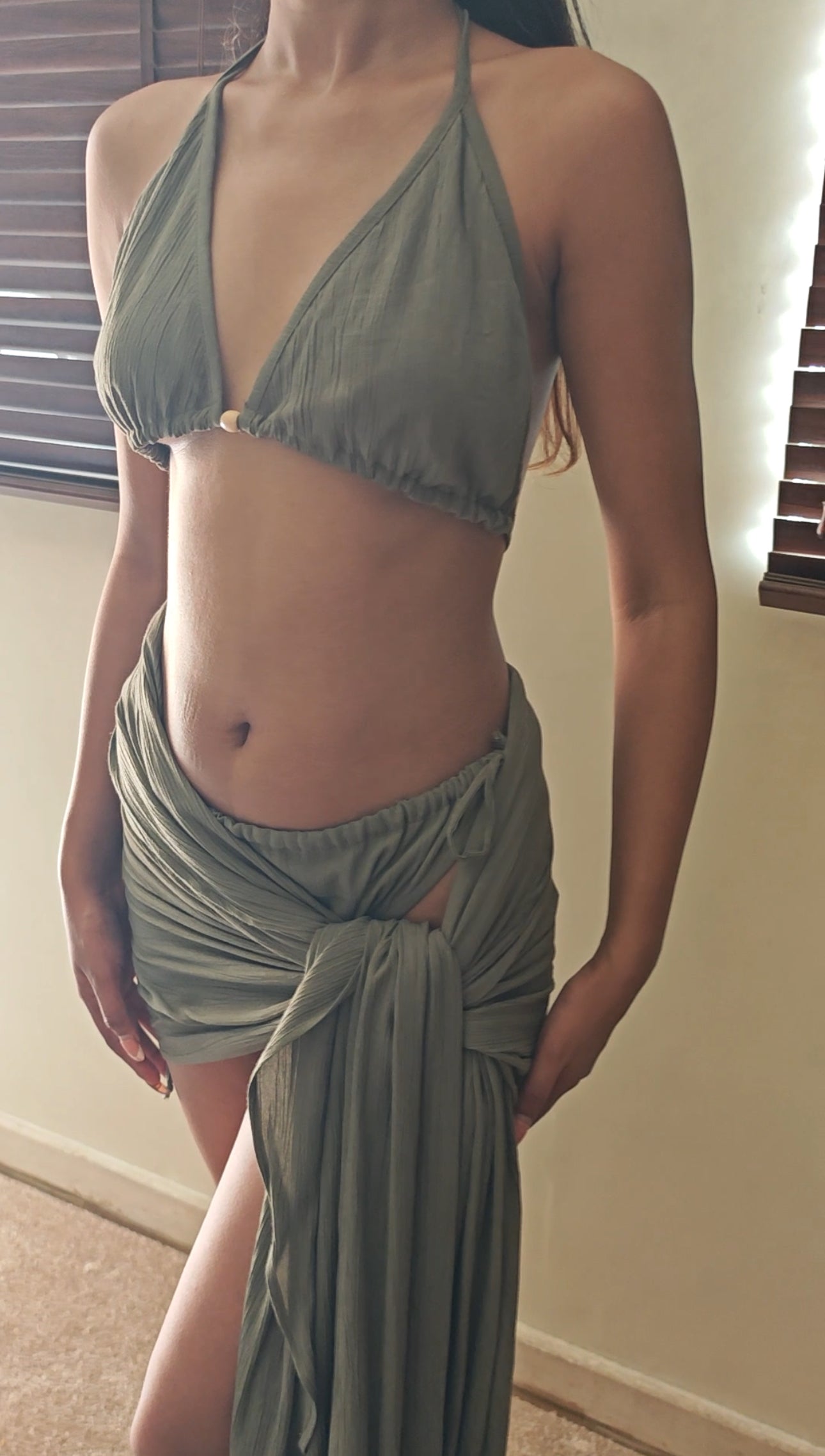 The Wave Rider Set + Bikini  : Dark Beige