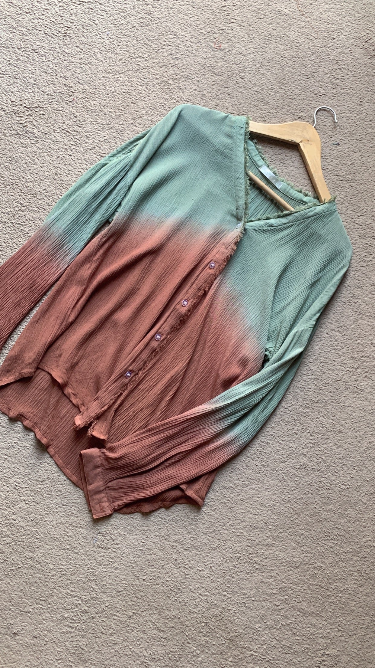 THE WAVELET SHIRT : Sage Green And Brown Ombré