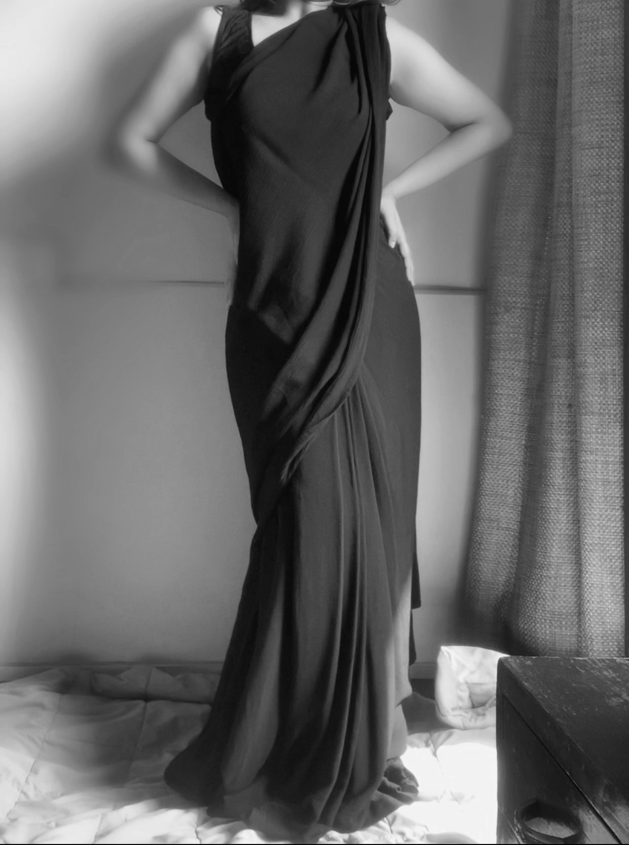 The Pre Draped Saree With Custom Blouse : Custom