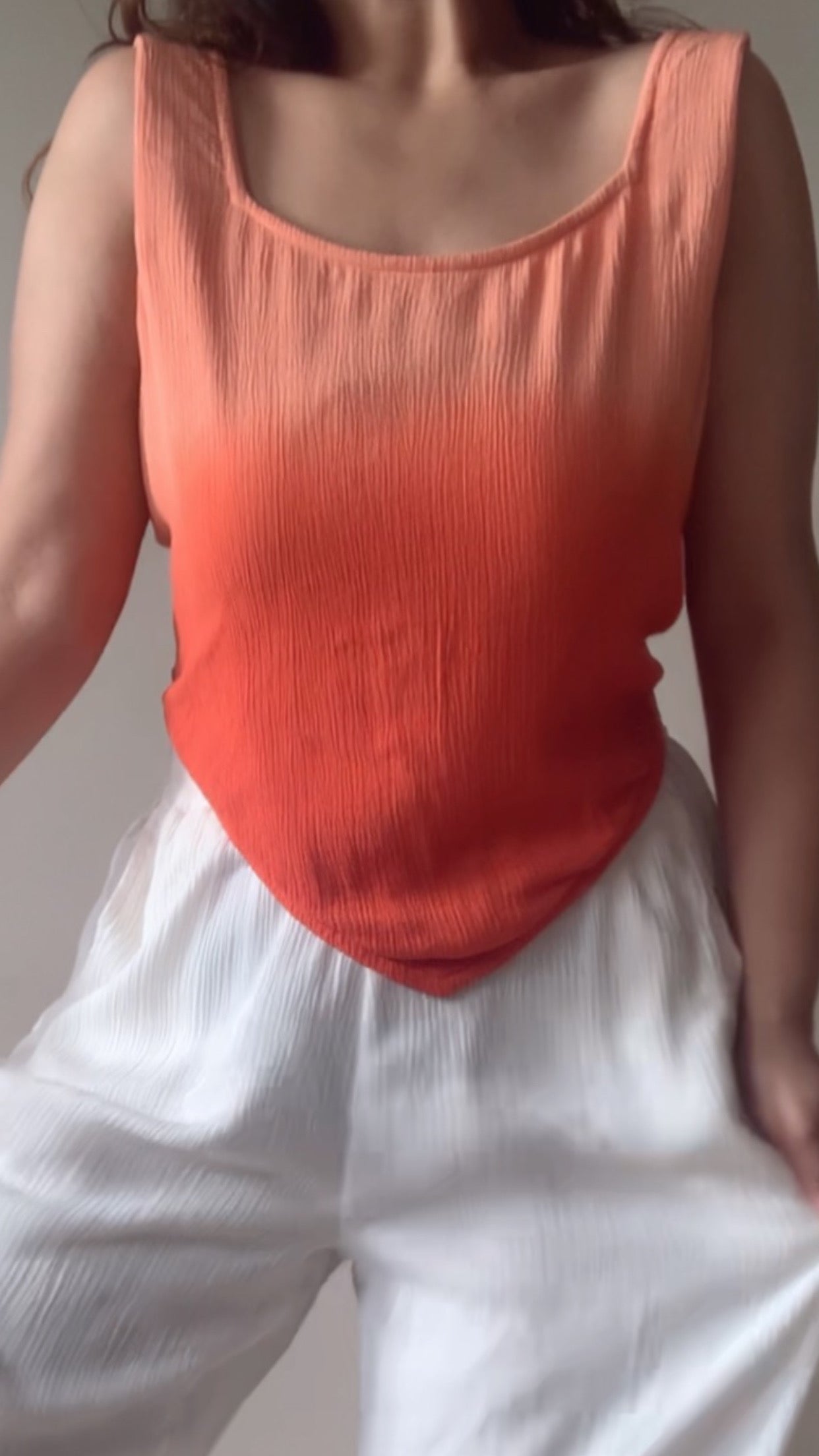 THE SCARF TOP : Peach And Orange  Ombré