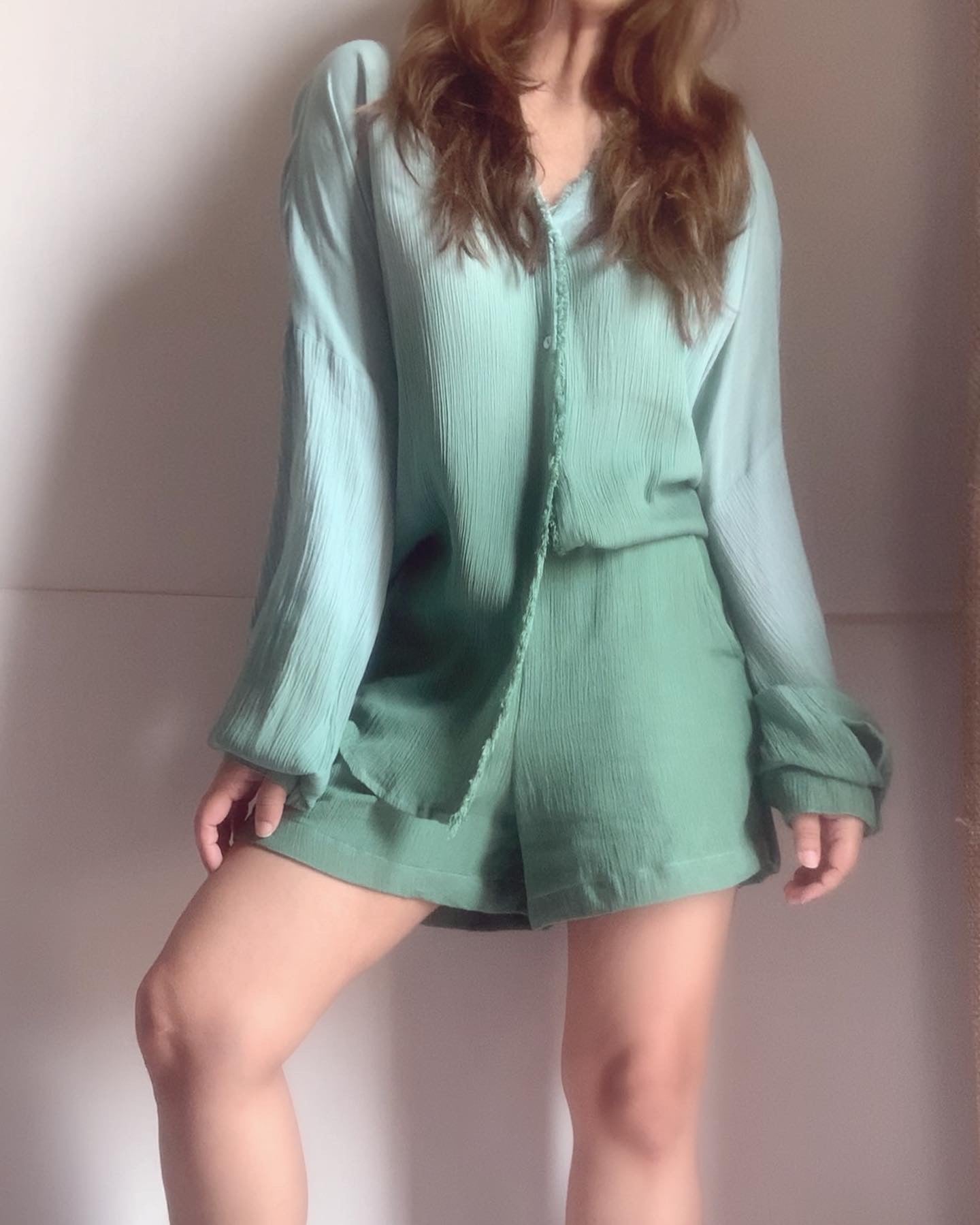 The Wavelet Shorts Set : Mist Green ombré