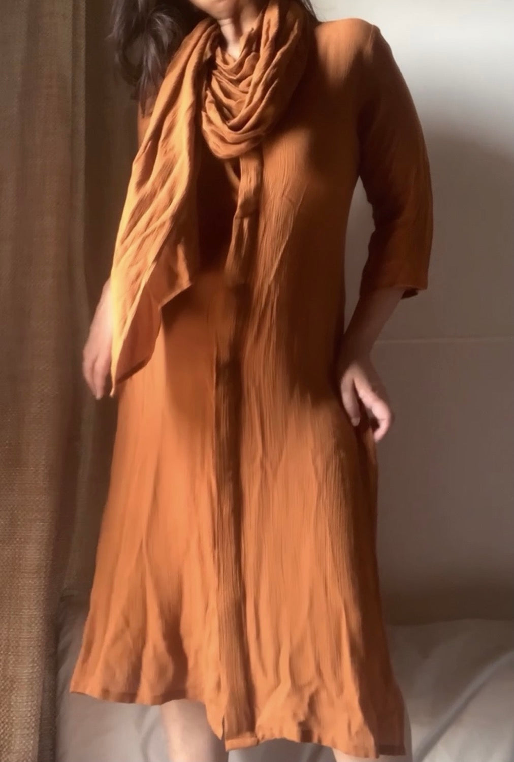 HONEY CRINKLED COTTON SEASTAR TUNIC
