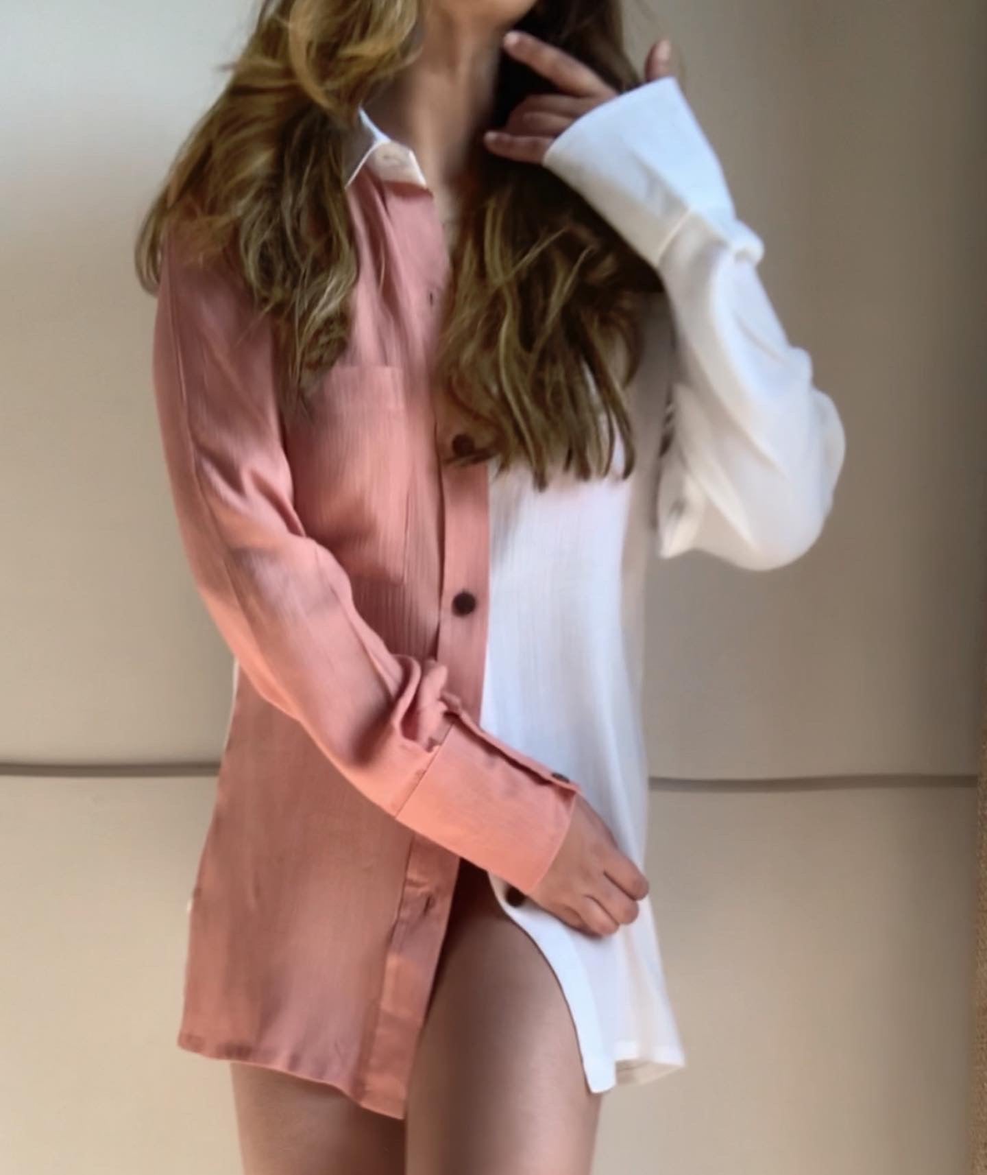 HALO SHIRT : Salmon + White