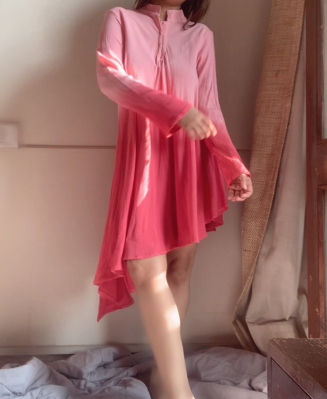 The Cora Top With Sleeves : Light Pink Ombré