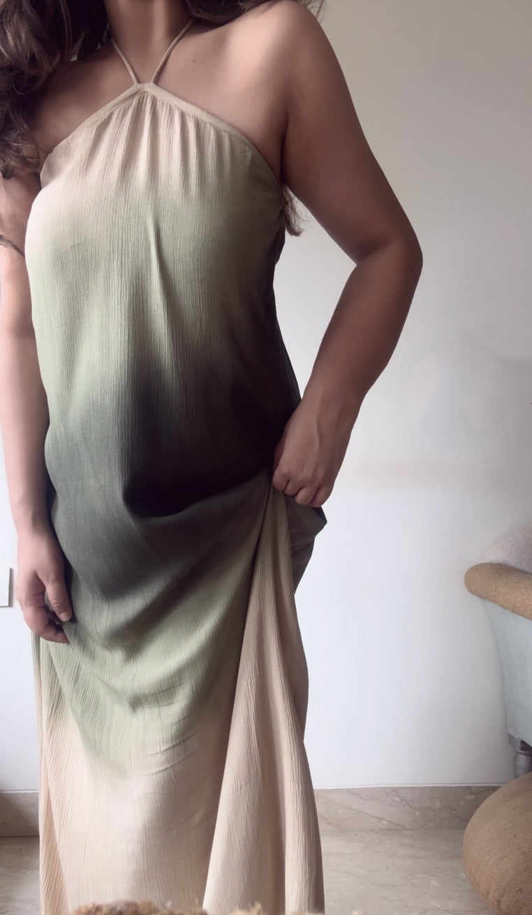 The Misty Shore Dress : Beige And Olive Ombré