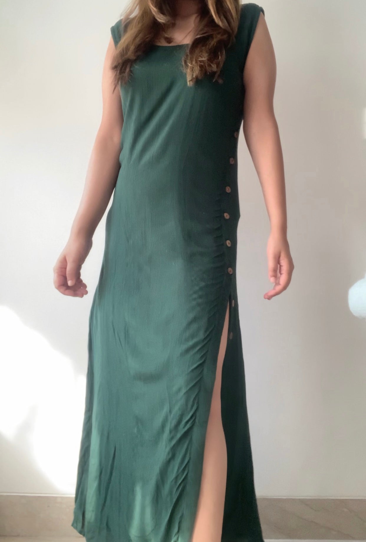 THE GREENFIELD DRESS DEEP NECK :Forest Green