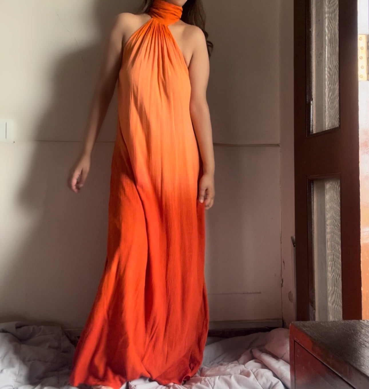 The Tropical Sunset Dress : Peach And Orange Ombre