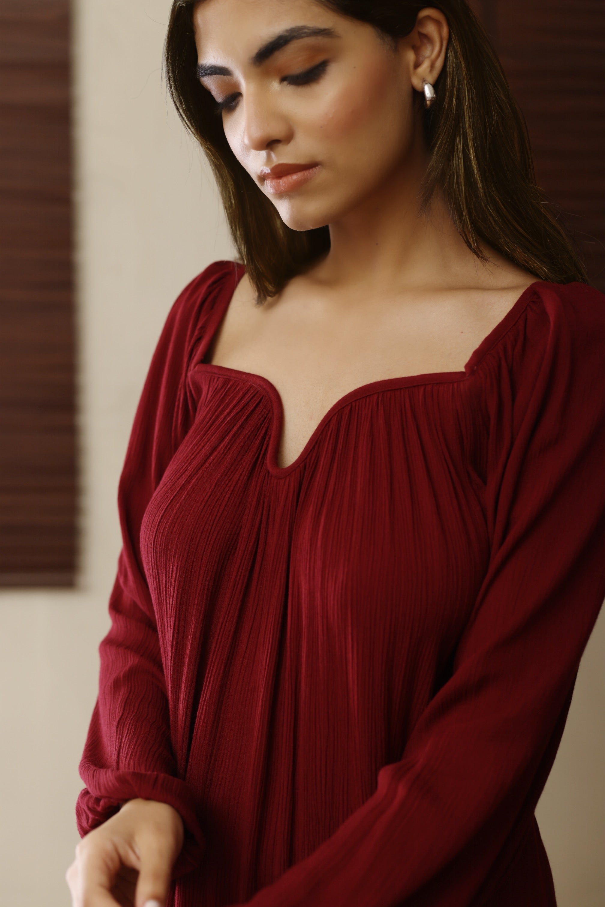 The Valentina Kurta Set  : Garnet Red
