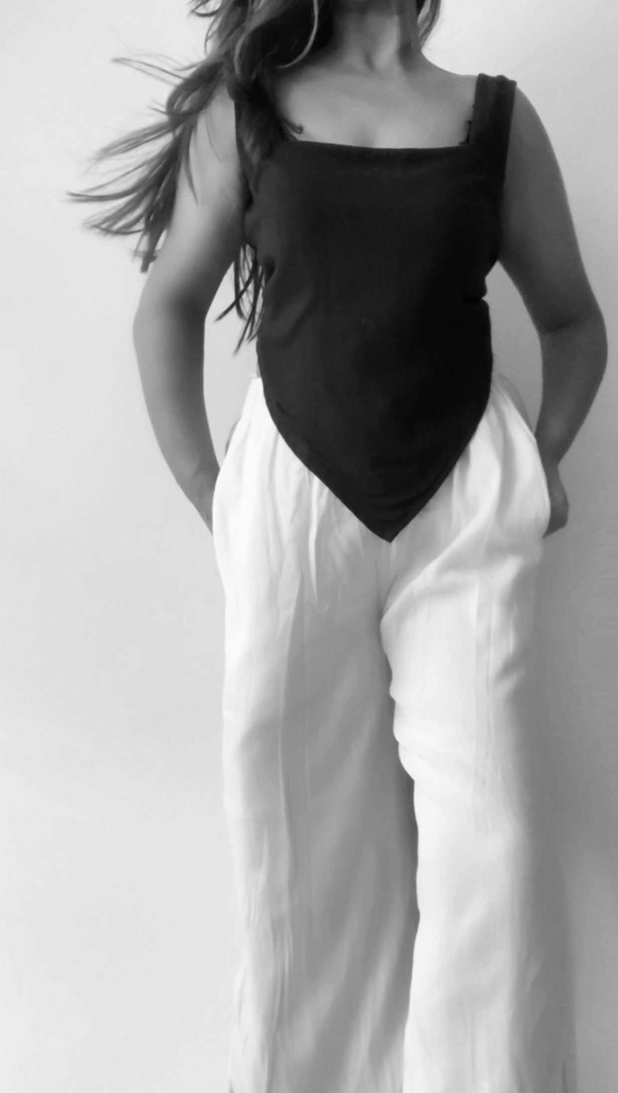 SCARF TOP + BANDED TULIP PANTS : Mist Green Ombré