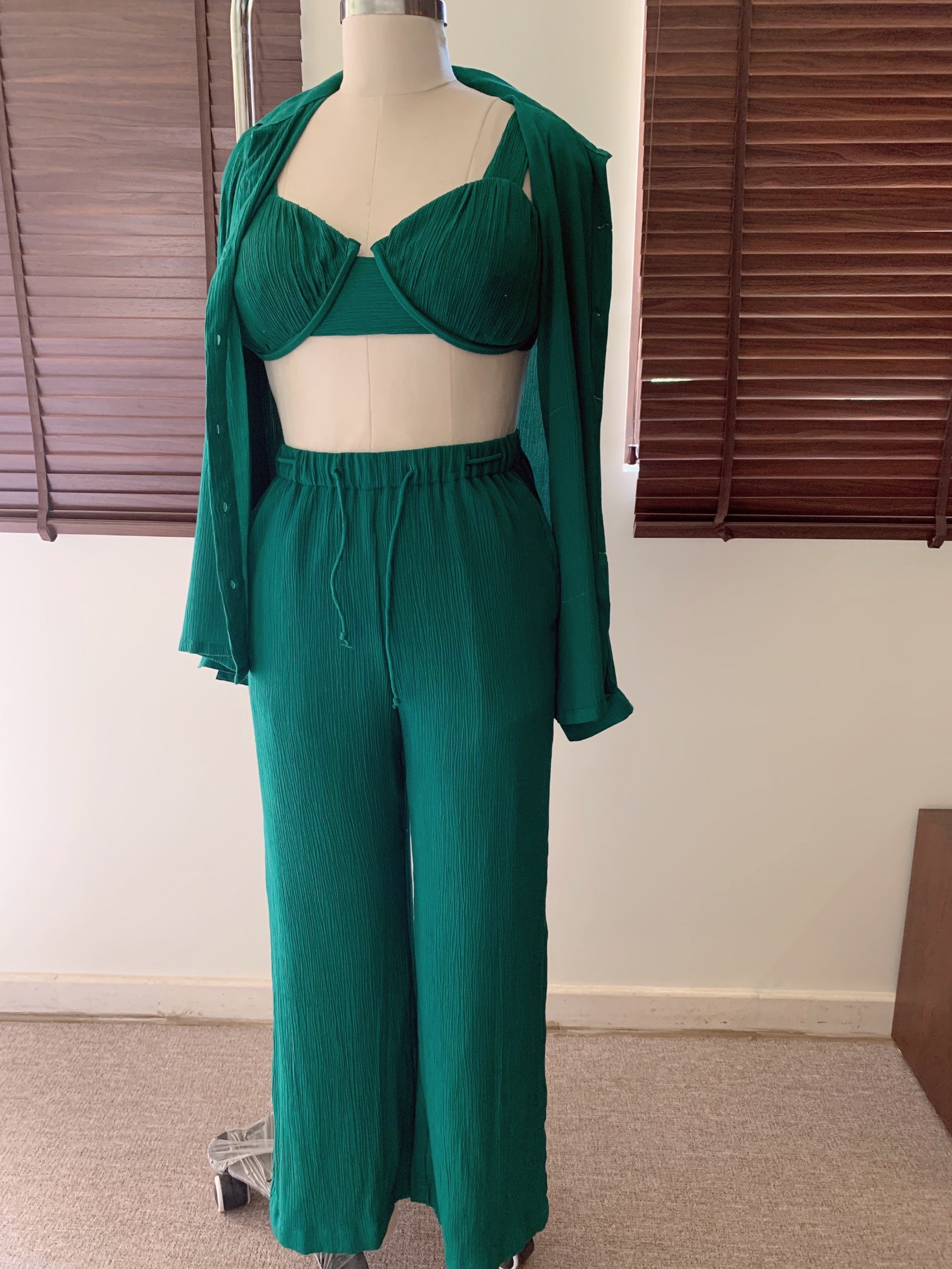 The Sand Set + The Shell Bralette : Jade Green