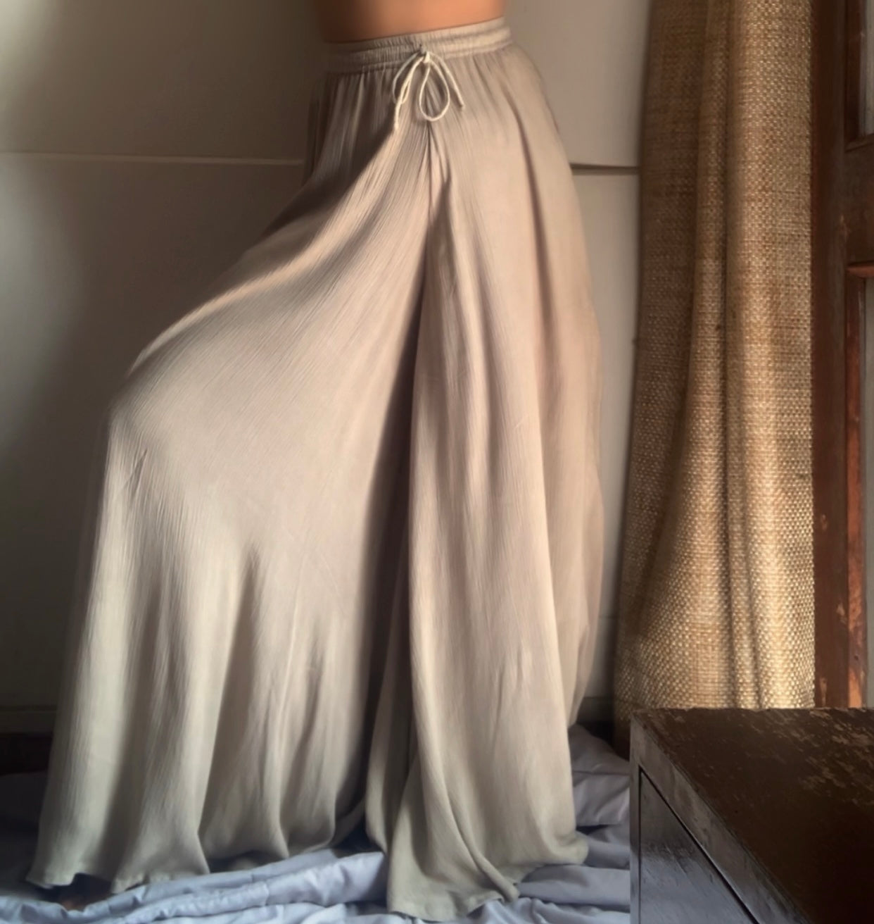 Anti Fit Top + Flared Pants : Beige Tonal