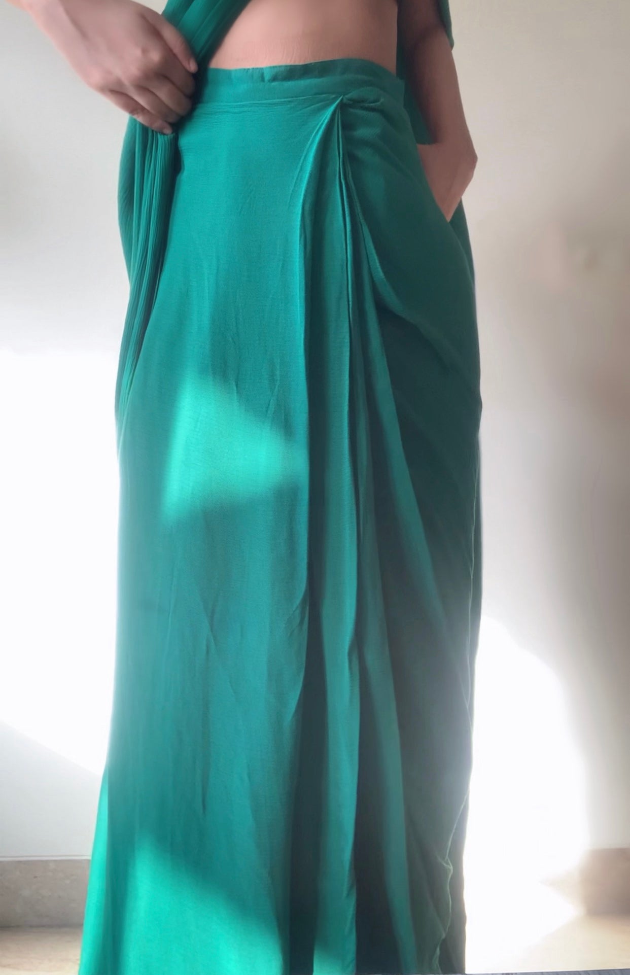 The Pre Draped Saree : Jade Green