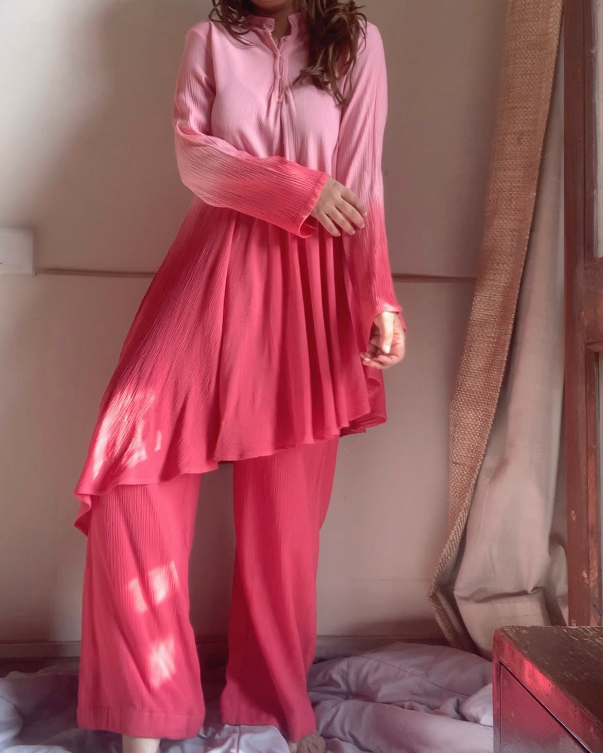The Cora Set With Sleeves : Light Pink Ombré
