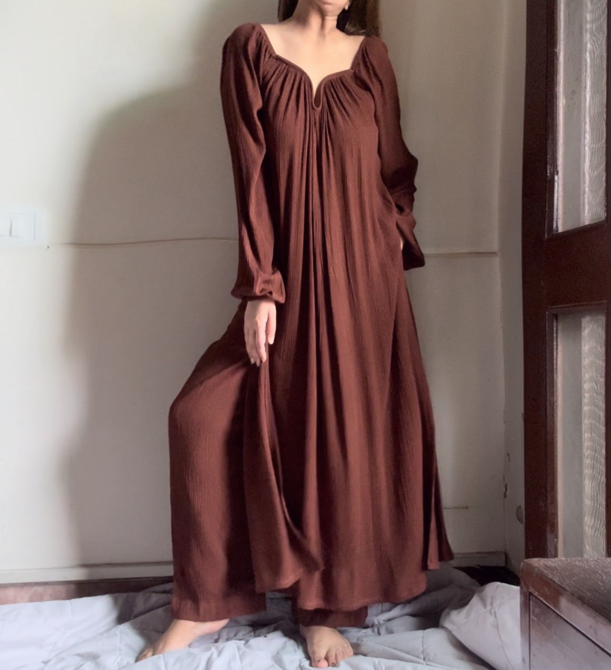 The Valentina Kurta Set : Coffee Brown