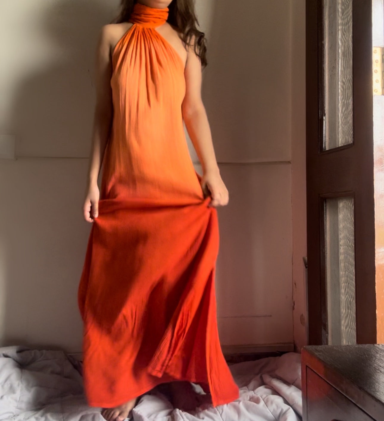 The Tropical Sunset Dress : Peach And Orange Ombre