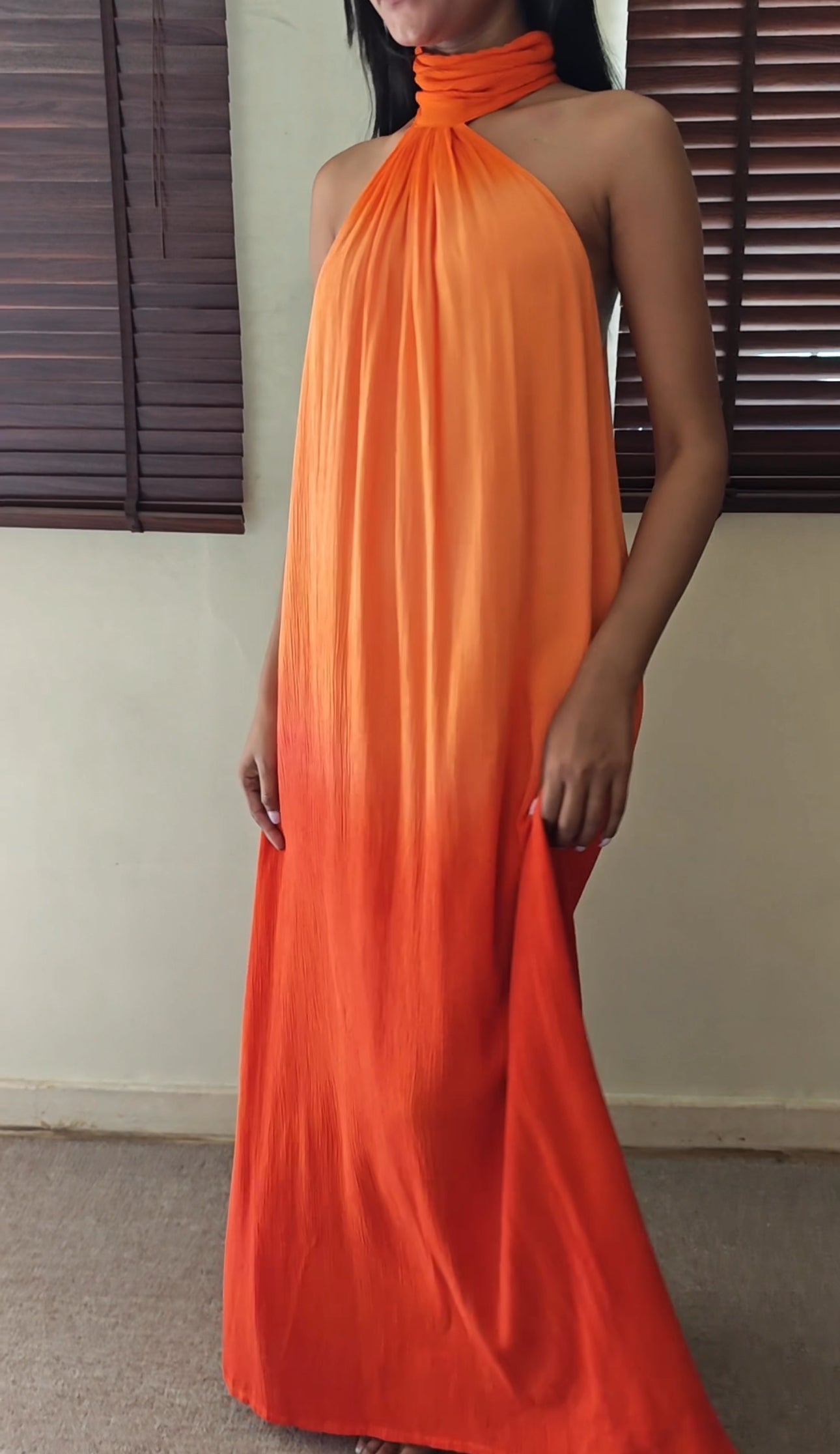 The Tropical Sunset Dress : Peach And Orange Ombre
