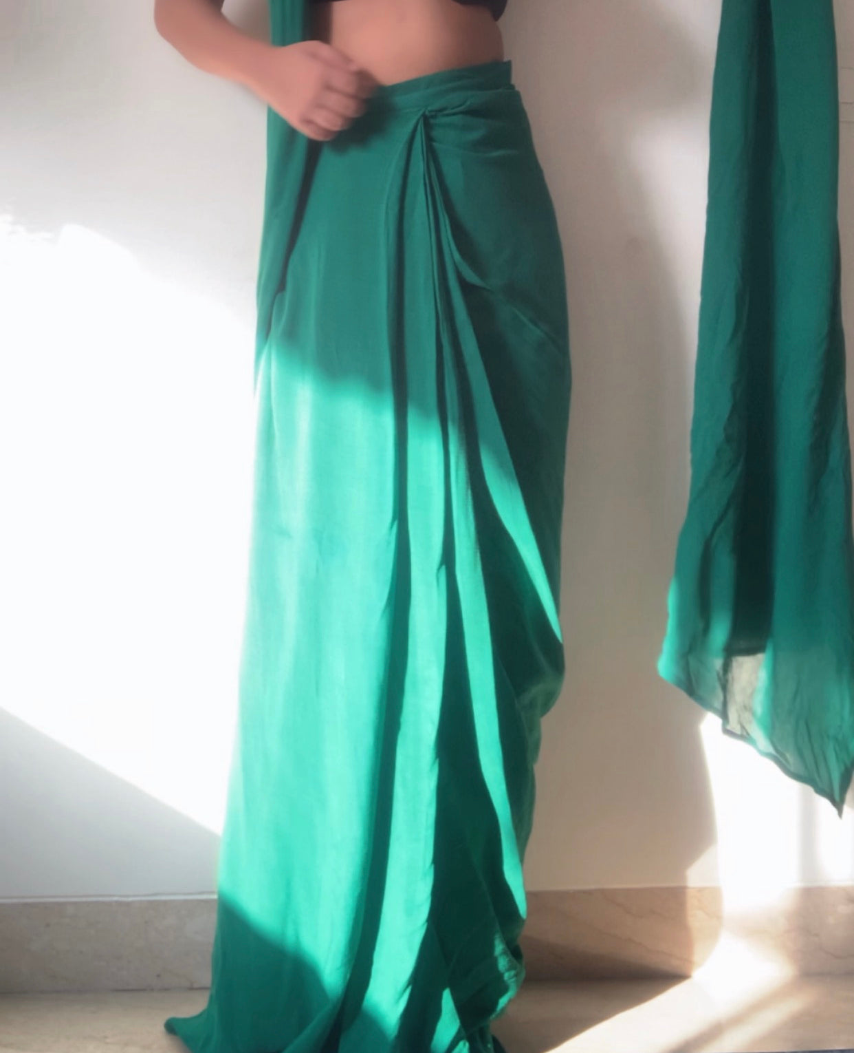 The Pre Draped Saree : Jade Green