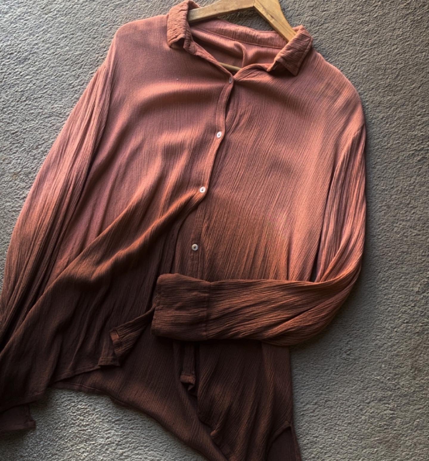 The Pluto Shirt : Dusty Mauve Rose & Brown Ombré