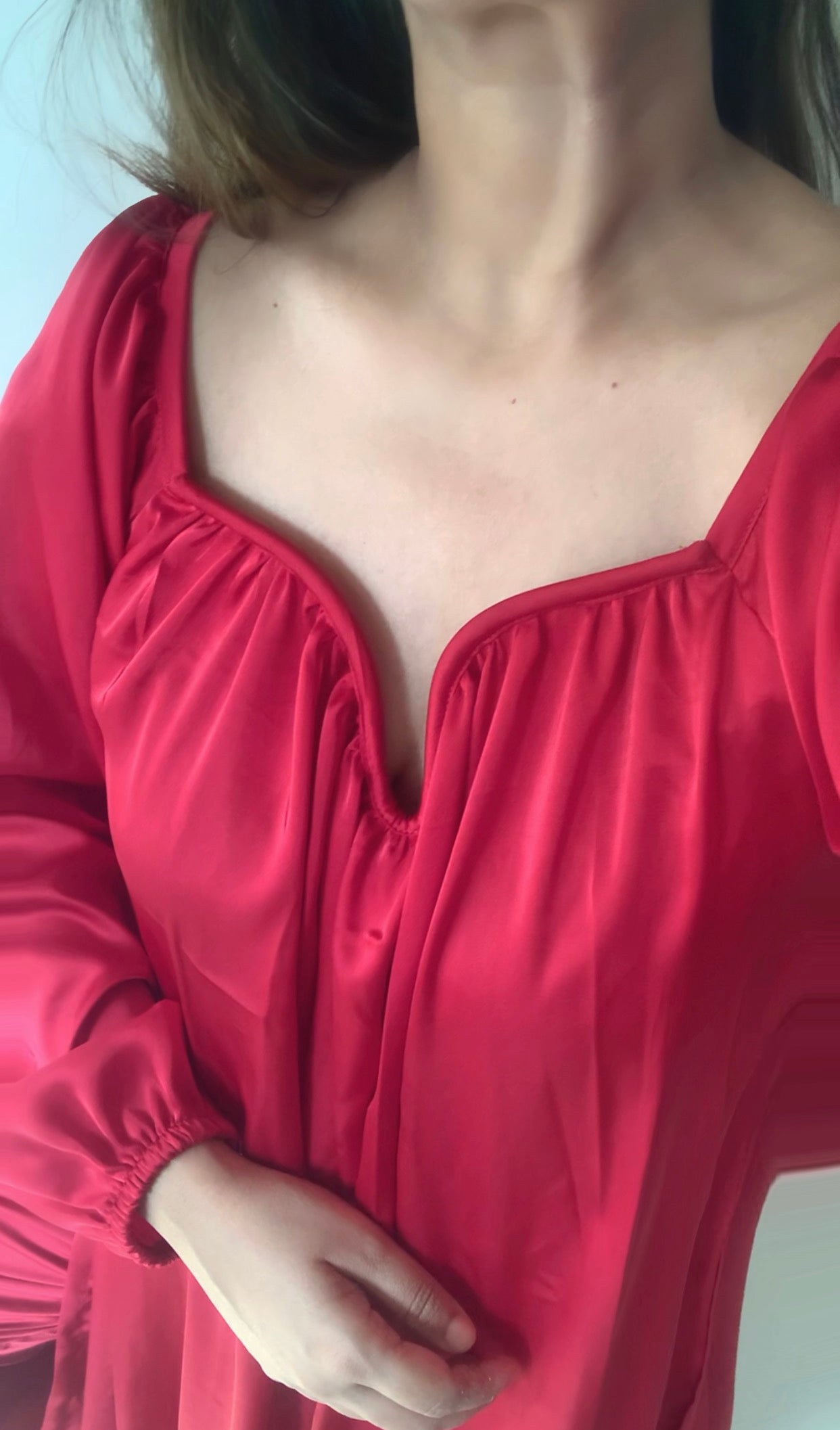 The Valentina Festive Satin: Red Kurta Set