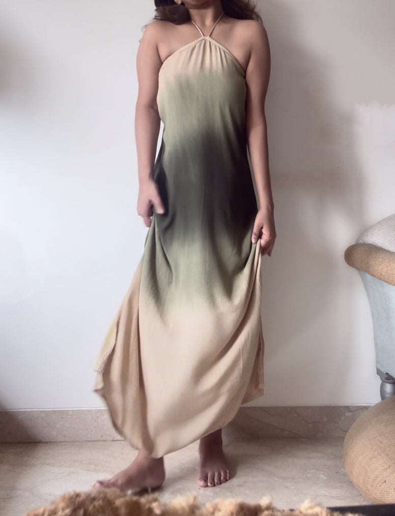 The Misty Shore Dress : Beige And Olive Ombré
