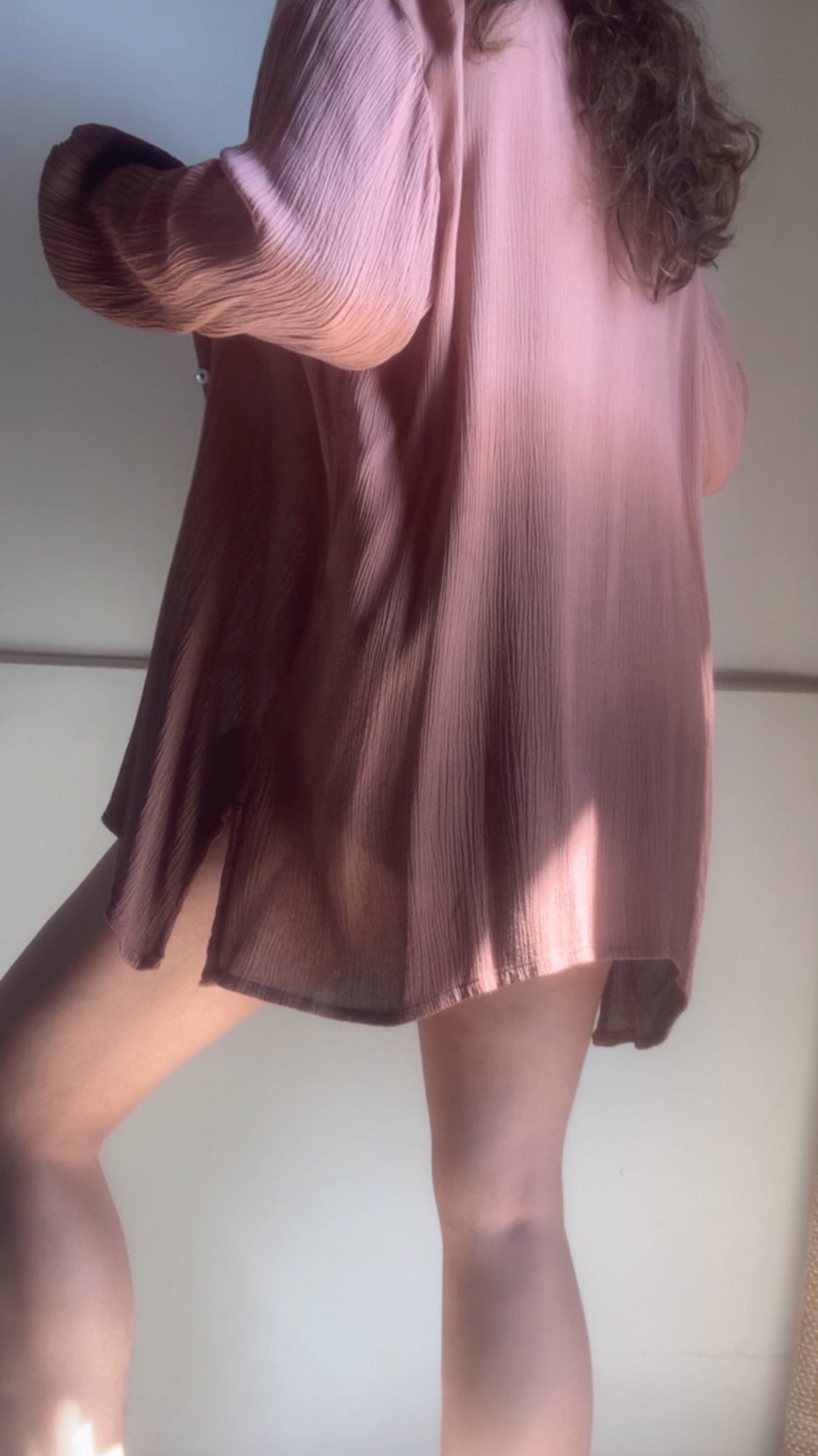 The Pluto Shirt : Dusty Mauve Rose & Brown Ombré