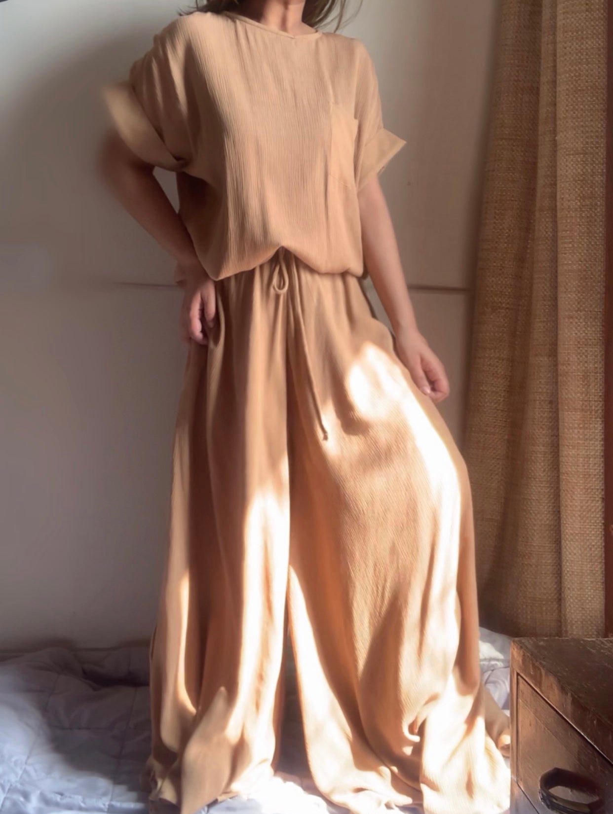 Anti Fit Top + Flared Pants : Camel
