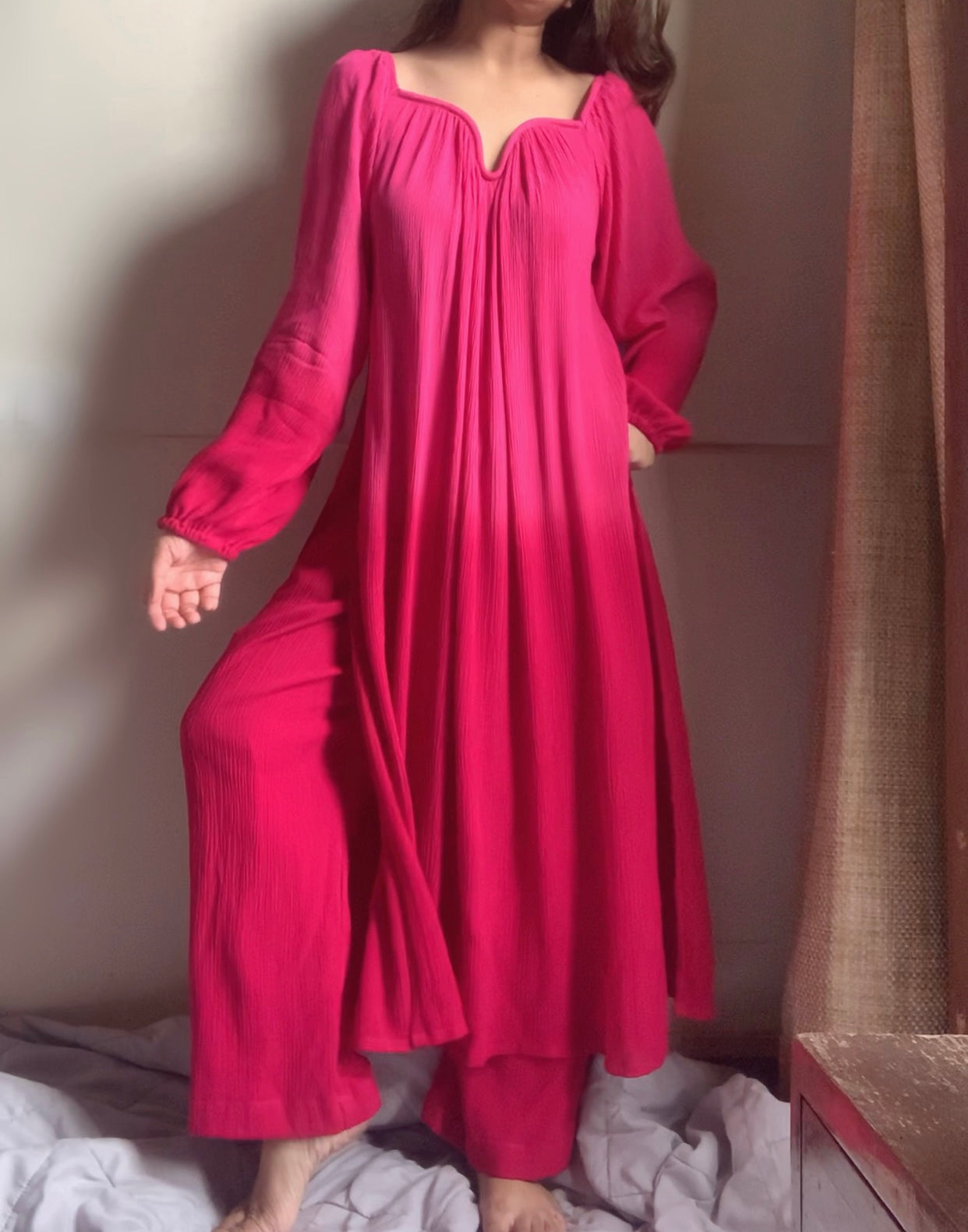 The Valentina Kurta Set : Fuchsia  Ombré