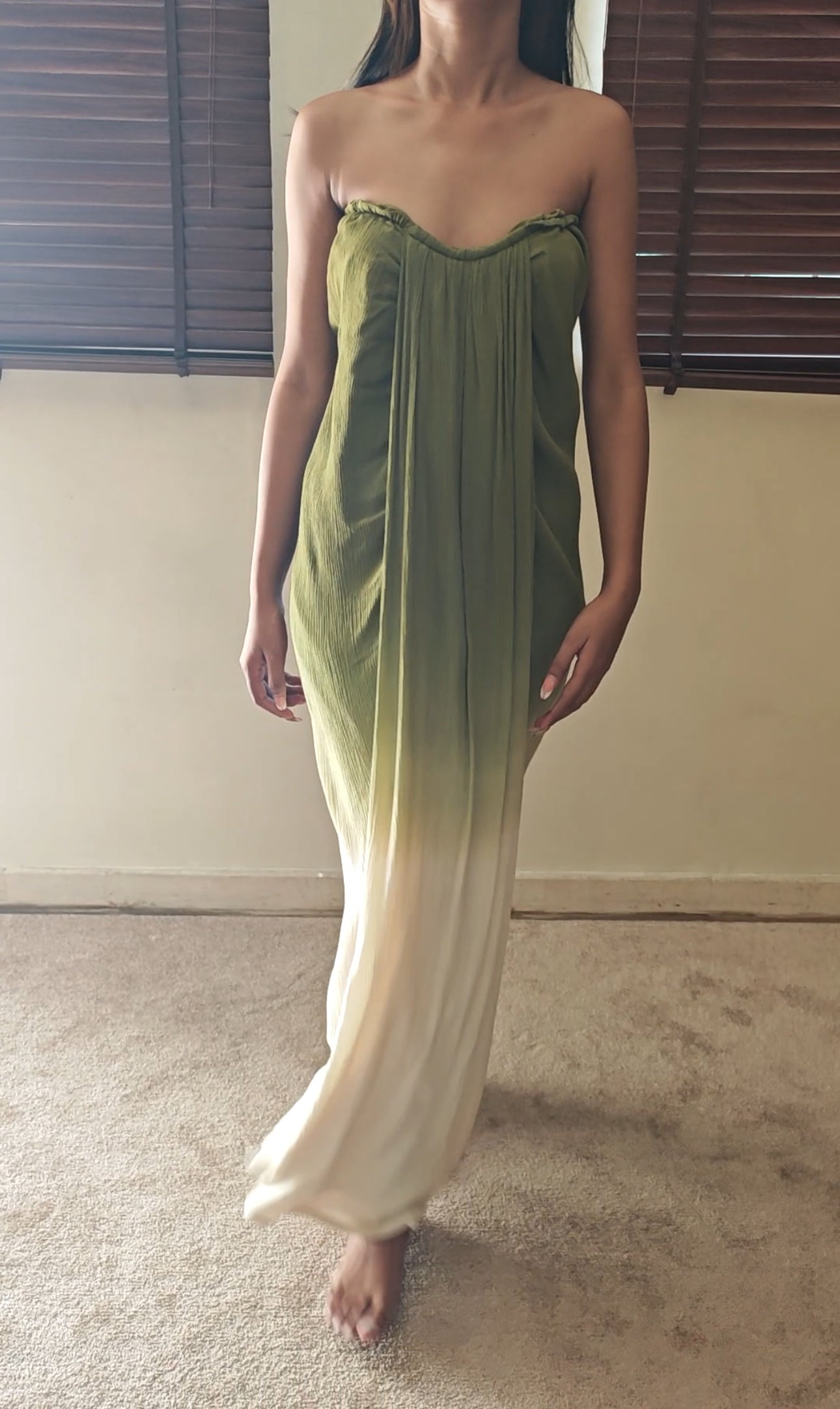 The Celestial Meadow Maxi : Olive to Off White Ombre