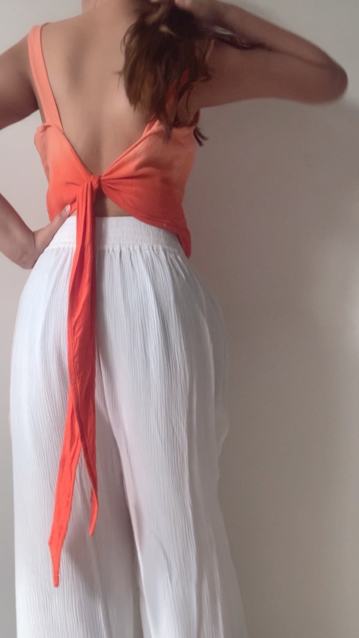 SCARF TOP + POSEIDON PANTS : Peach And Orange Ombré