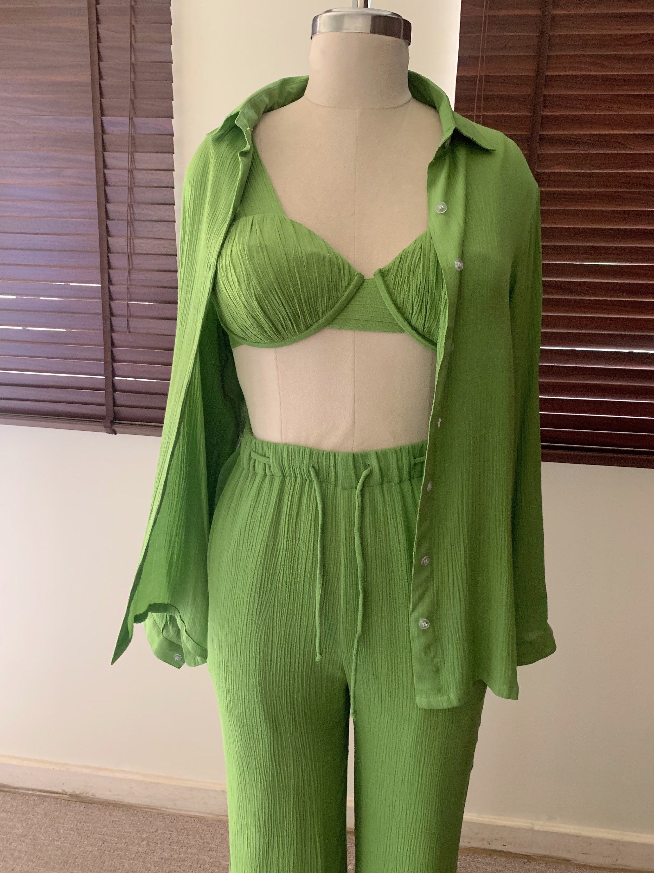 The Sand Set + The Shell Bralette : Lime Green