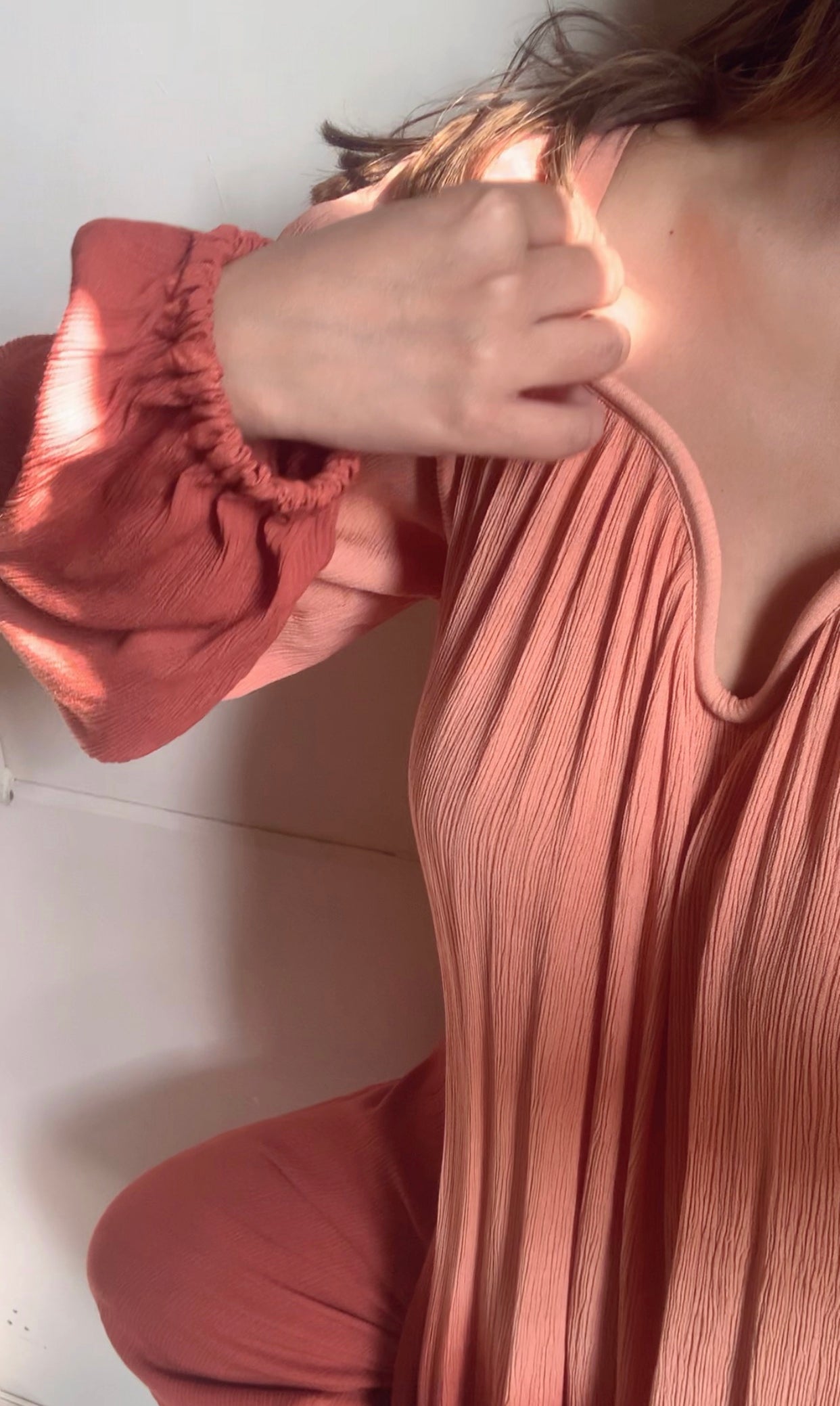 The Valentina Kurta Set : Peach And Brown Ombré