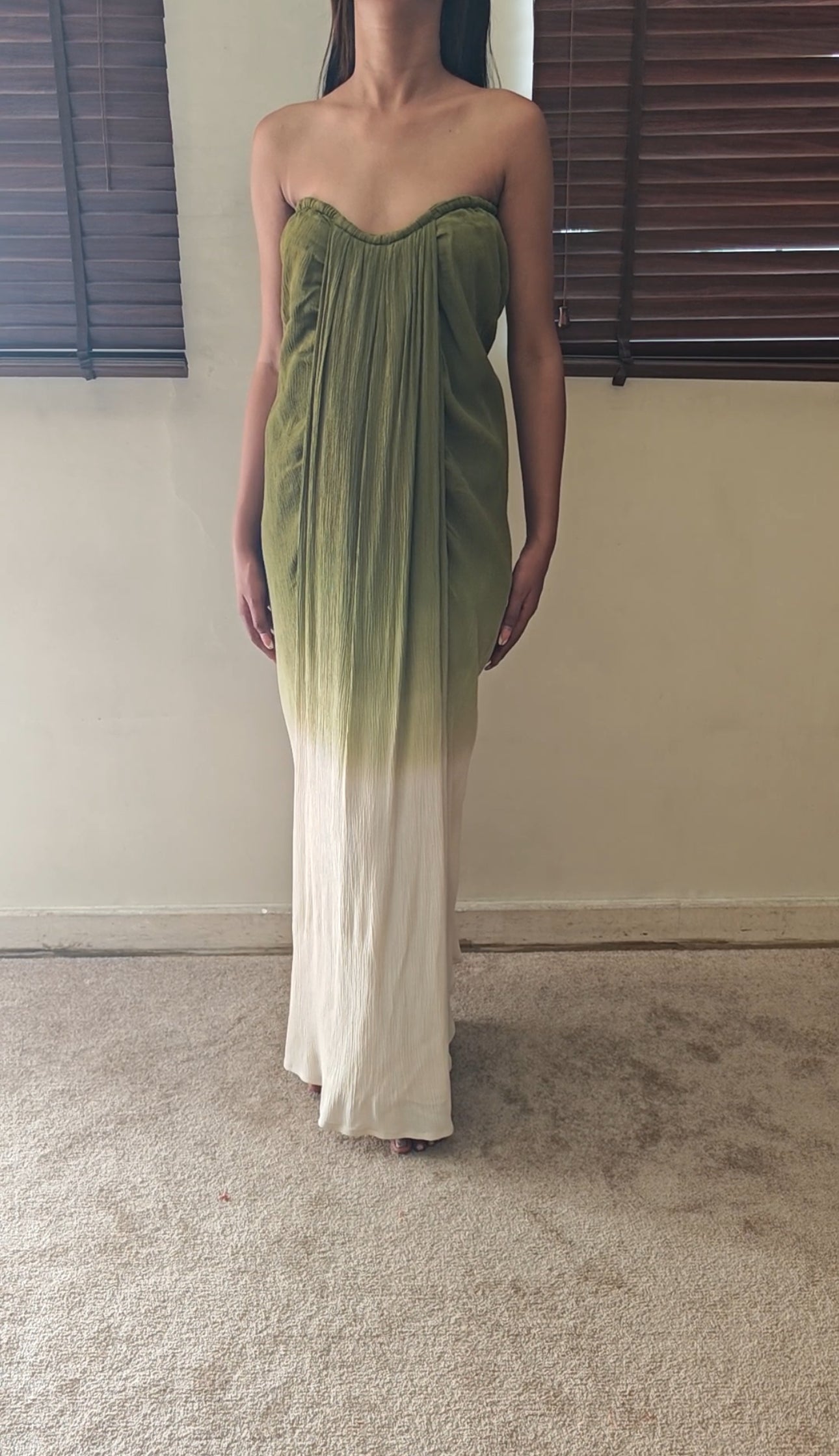 The Celestial Meadow Maxi : Olive to Off White Ombre