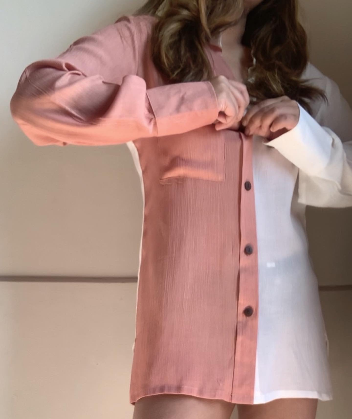 HALO SHIRT : Salmon + White