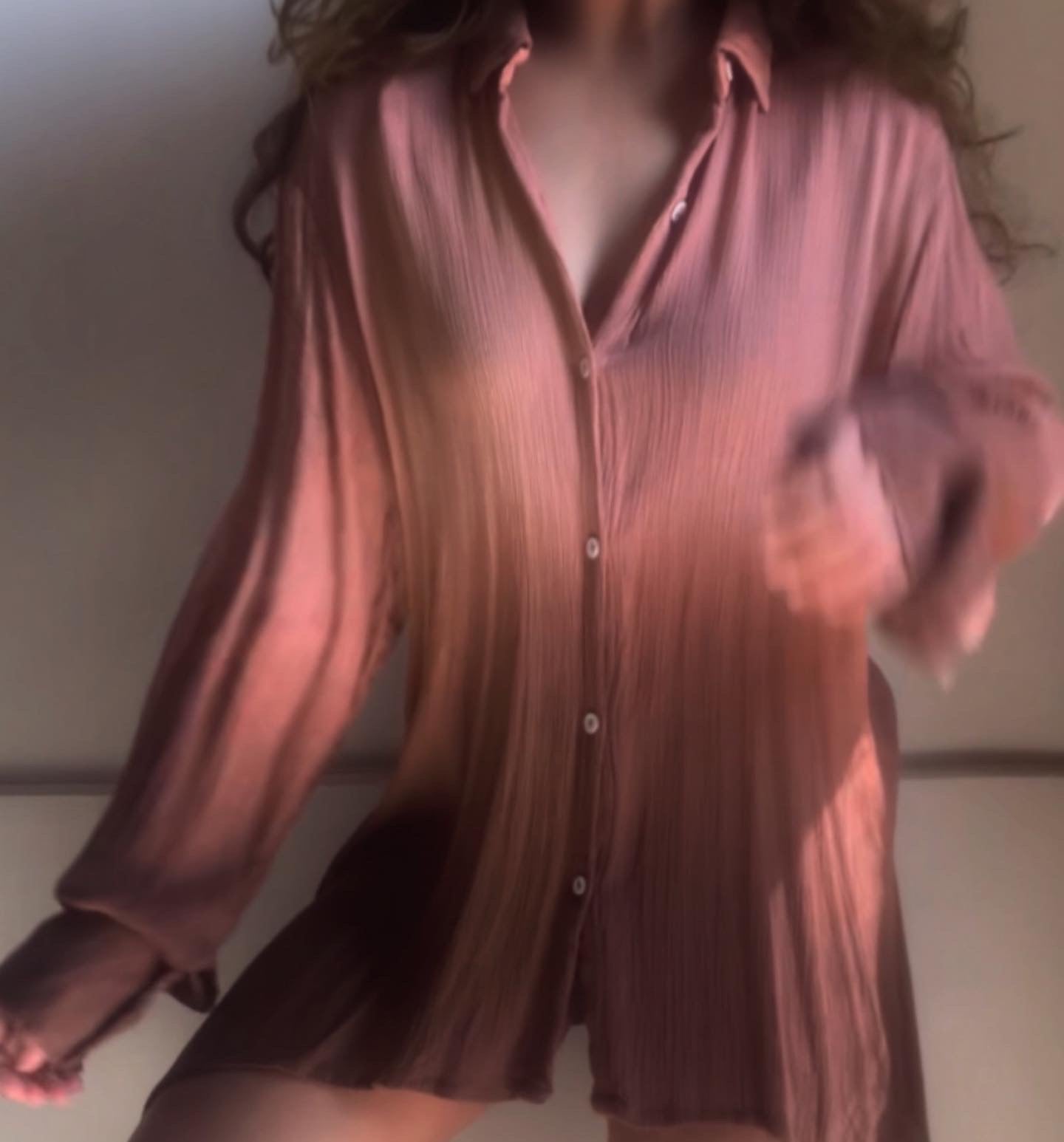 The Pluto Shirt : Dusty Mauve Rose & Brown Ombré