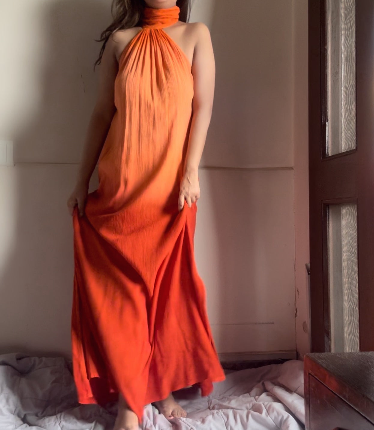 The Tropical Sunset Dress : Peach And Orange Ombre