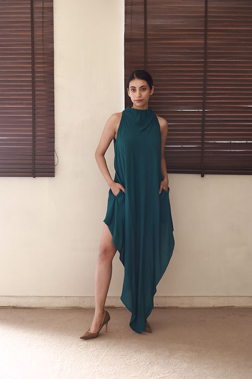 The Aqua Mist Dress : Forest Green