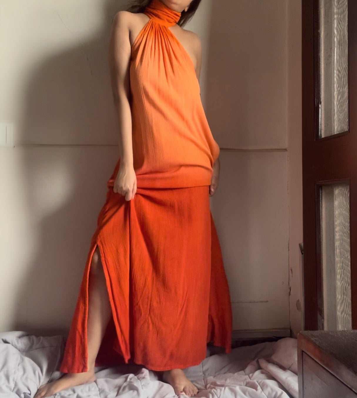 The Tropical Sunset Dress : Peach And Orange Ombre