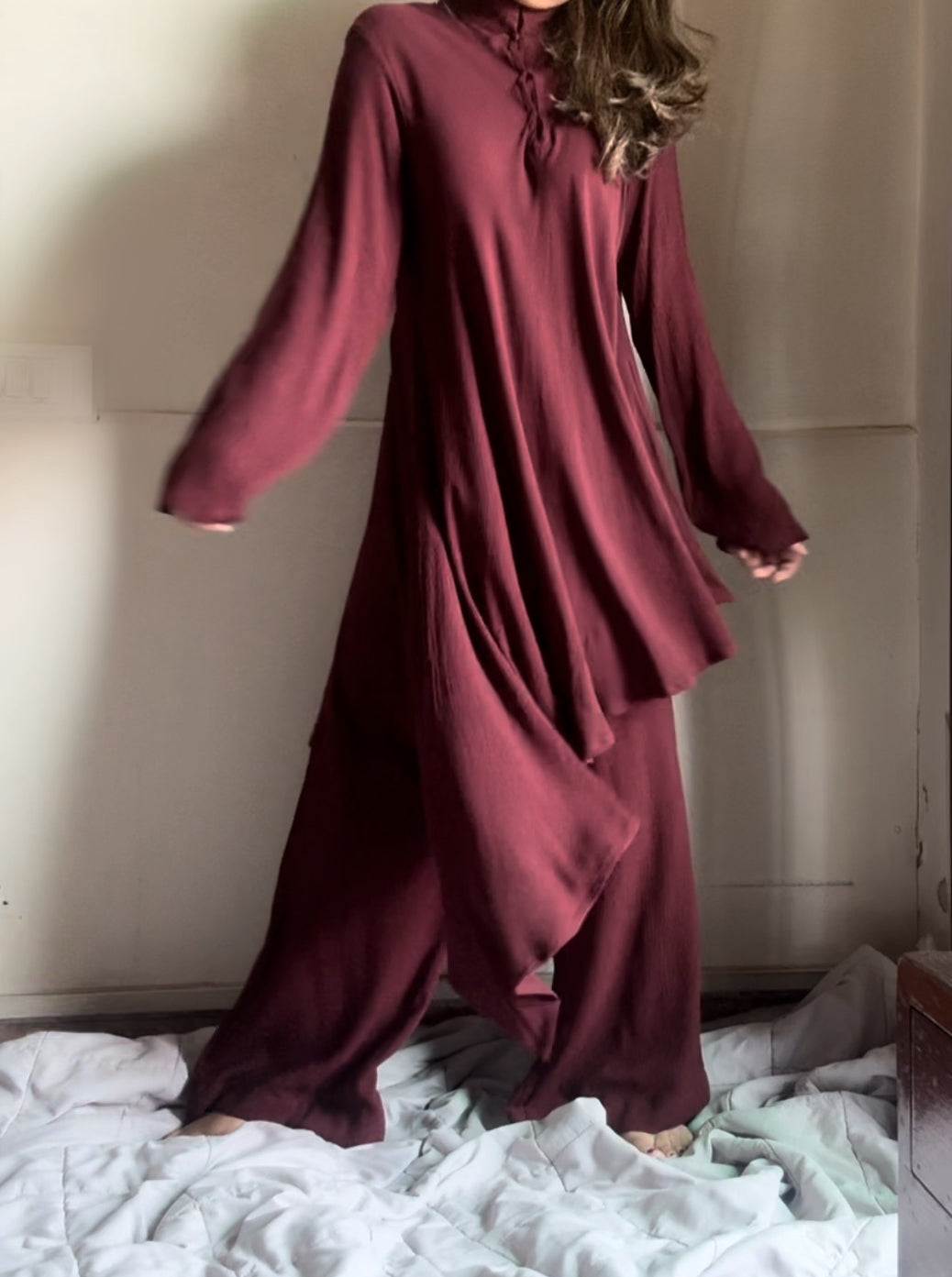 The Cora With Sleeves : Oxblood Red