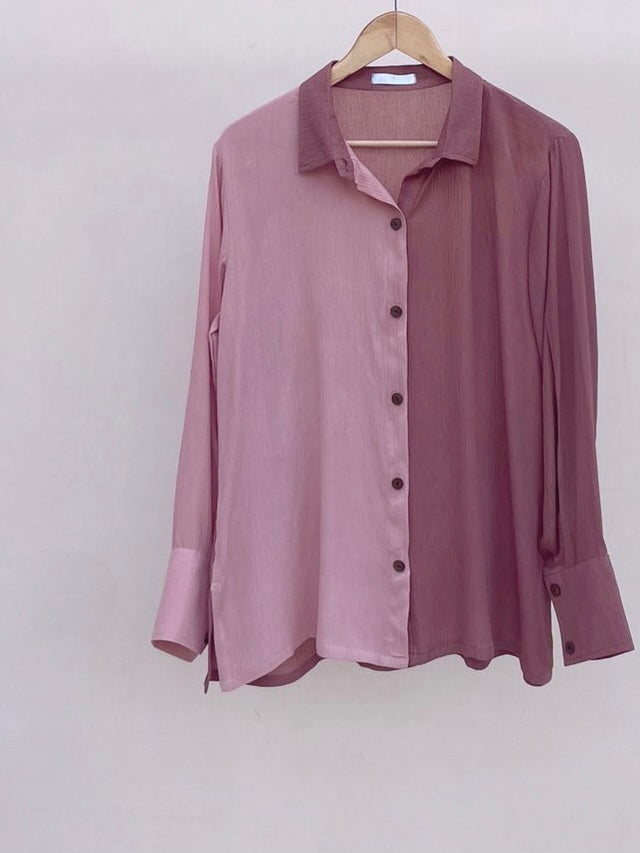 HALO SHIRT : Nude pink + Light brown