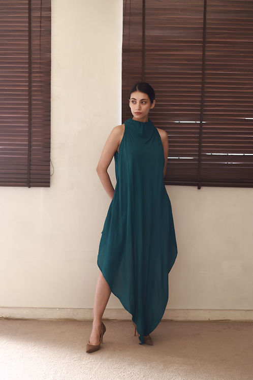 The Aqua Mist Dress : Forest Green