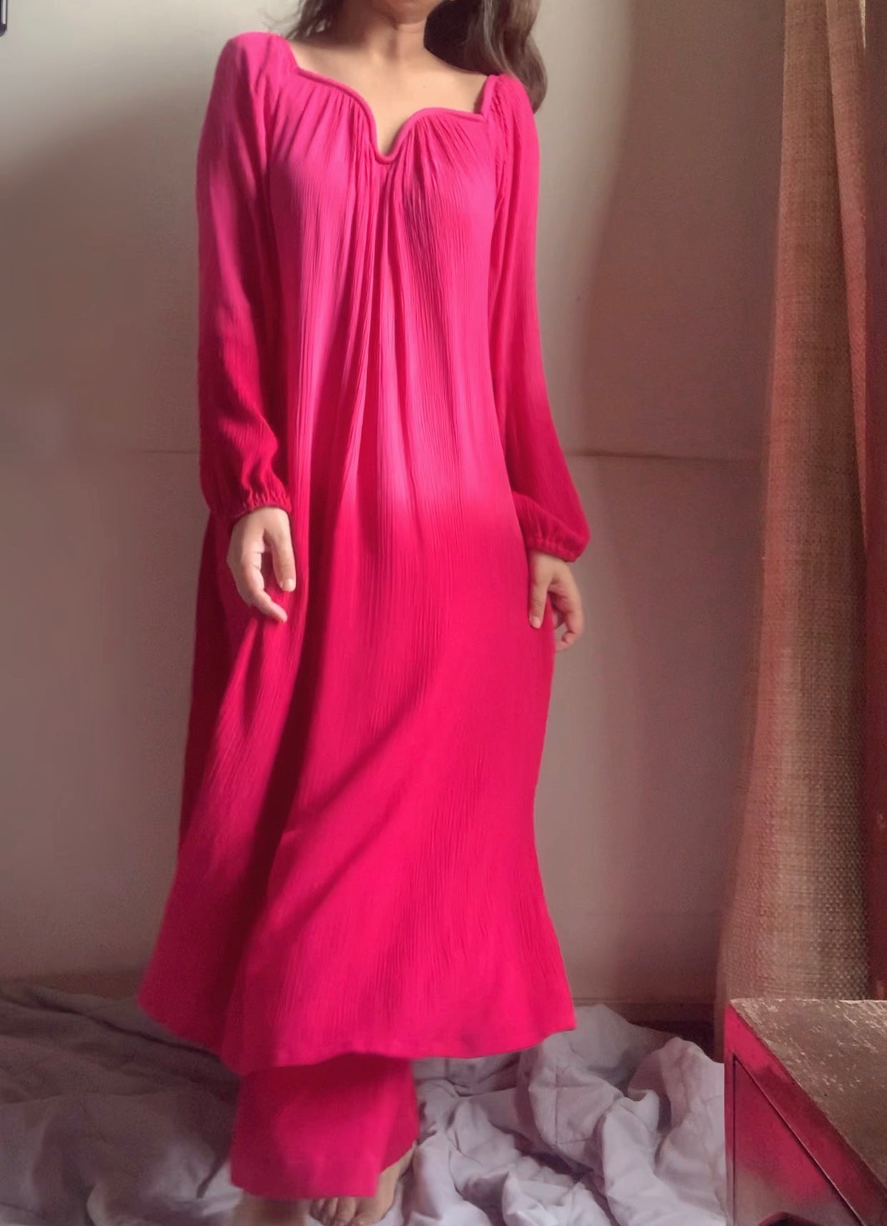 The Valentina Kurta Set : Fuchsia  Ombré