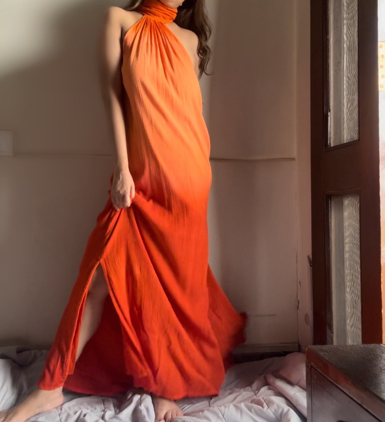 The Tropical Sunset Dress : Peach And Orange Ombre