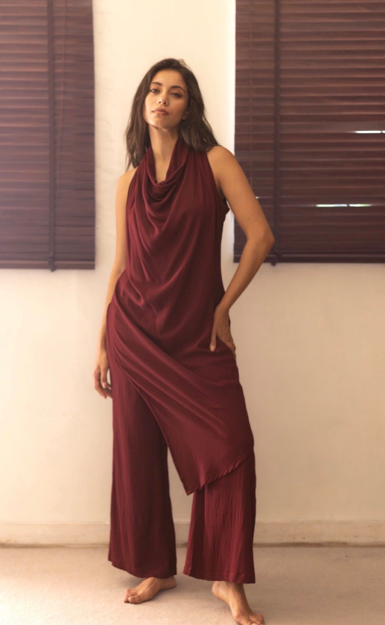 The Wave Drape Set : Hickory Brown