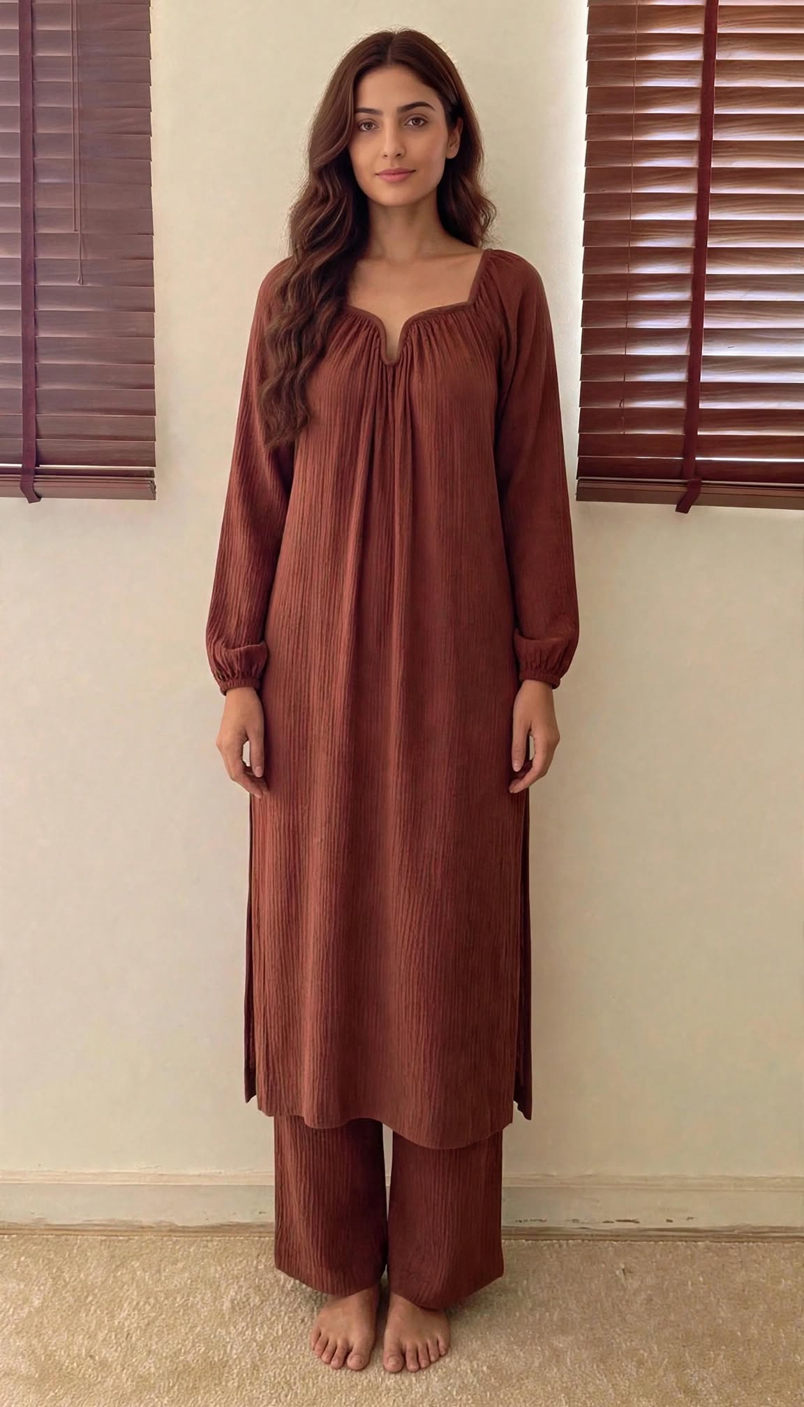 The Valentina Kurta Set : Coffee Brown